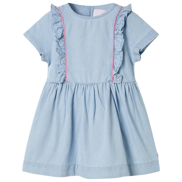 Kinderkleid mit Rüschen Hellblau 116