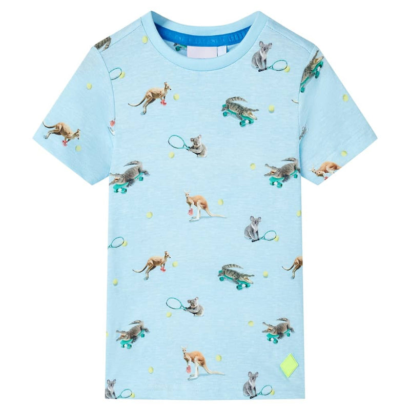 Kinder-T-Shirt Hellblau Melange 104