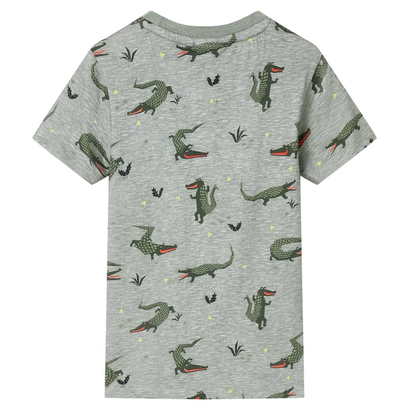 Kinder-T-Shirt Helles Khaki Melange 104