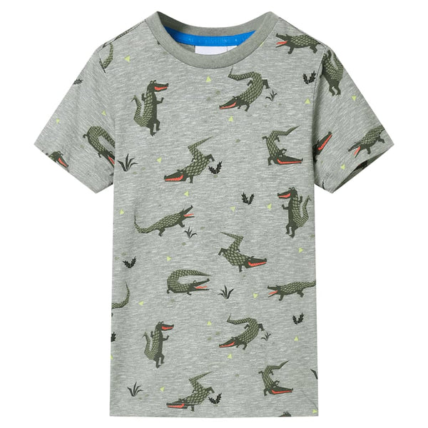 Kinder-T-Shirt Helles Khaki Melange 116