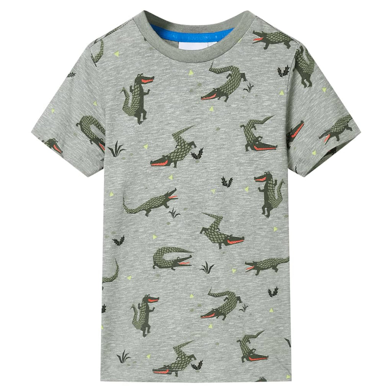 Kinder-T-Shirt Helles Khaki Melange 128