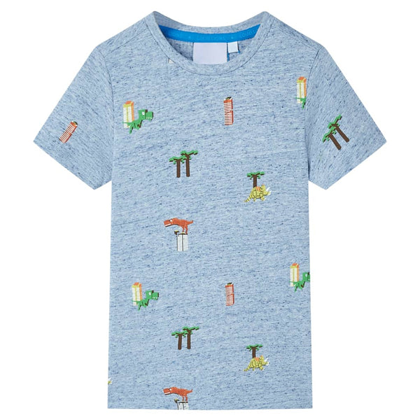 Kinder-T-Shirt Blau Melange 92