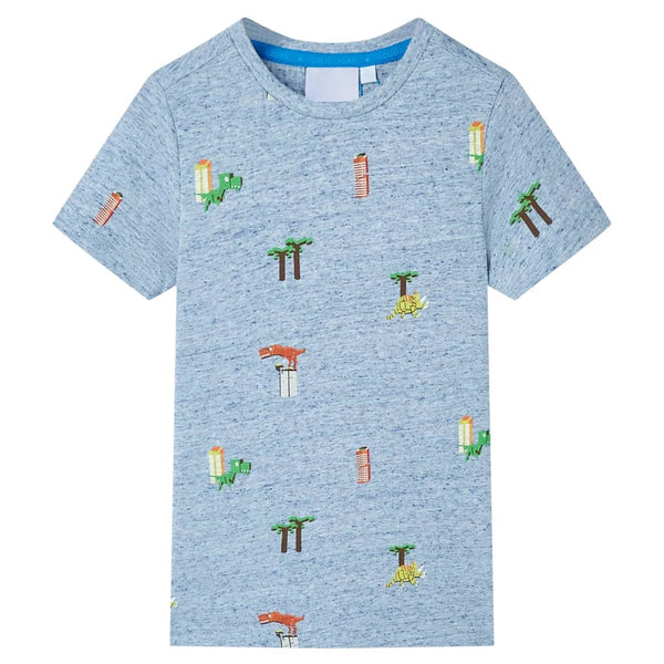 Kinder-T-Shirt Blau Melange 104