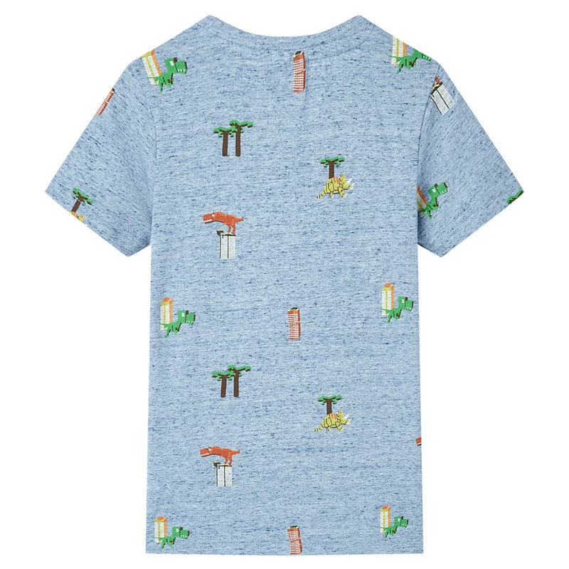 Kinder-T-Shirt Blau Melange 128