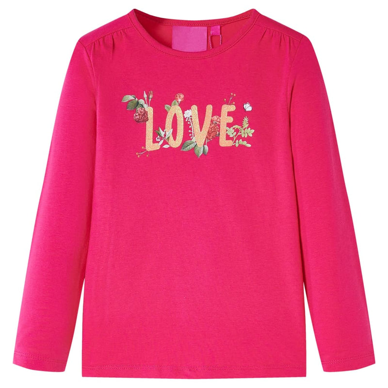 Kinder-Langarmshirt Knallrosa 92