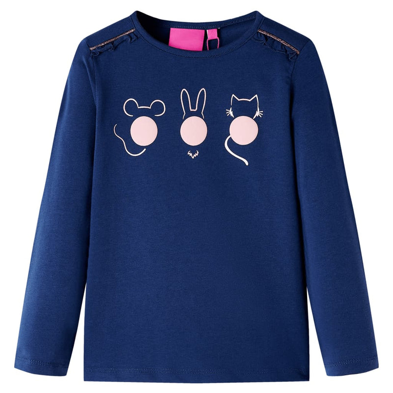 Kinder-Langarmshirt Marineblau 128