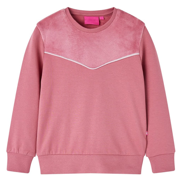 Kinder-Sweatshirt Samt-Patchwork Himbeerrosa 92