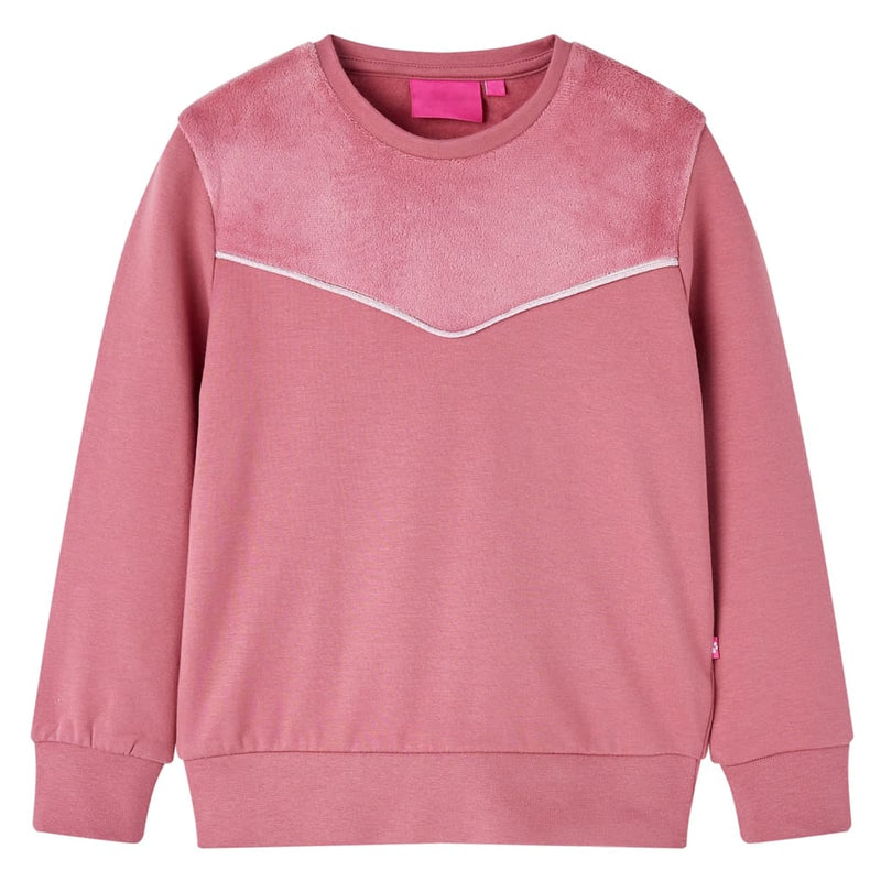 Kinder-Sweatshirt Samt-Patchwork Himbeerrosa 116