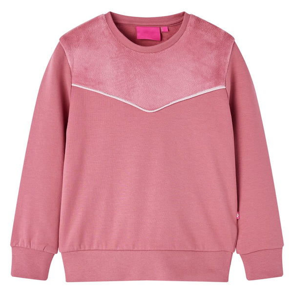 Kinder-Sweatshirt Samt-Patchwork Himbeerrosa 128