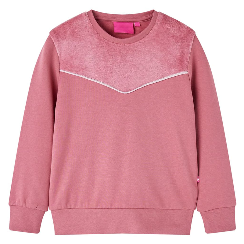 Kinder-Sweatshirt Samt-Patchwork Himbeerrosa 140