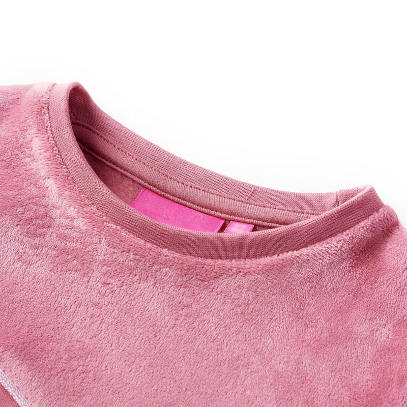 Kinder-Sweatshirt Samt-Patchwork Himbeerrosa 140