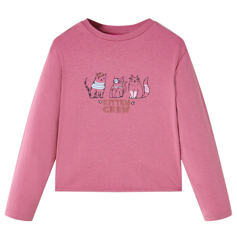 Kinder-Langarmshirt Himbeerrosa 128