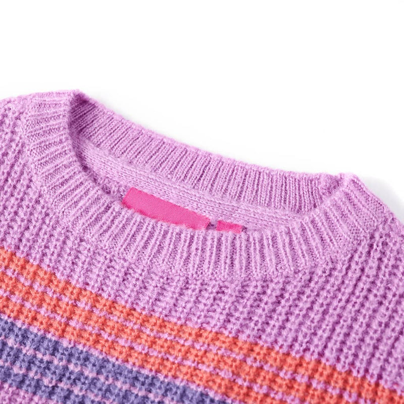 Kinderpullover mit Streifen Gestrickt Lila und Rosa 128