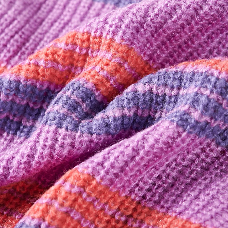 Kinderpullover mit Streifen Gestrickt Lila und Rosa 128