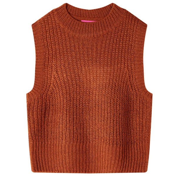 Kinder-Pulloverweste Gestrickt Cognac 92