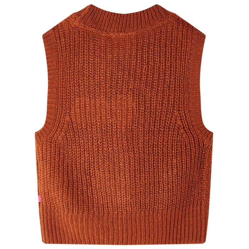 Kinder-Pulloverweste Gestrickt Cognac 92