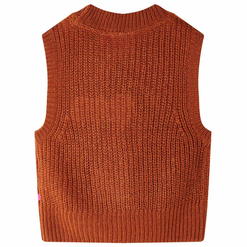 Kinder-Pulloverweste Gestrickt Cognac 104