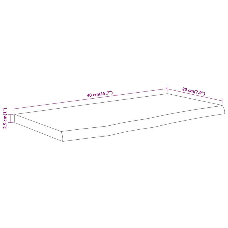 Wandregal 40x20x2,5 cm Rechteckig Massivholz Akazie Baumkante