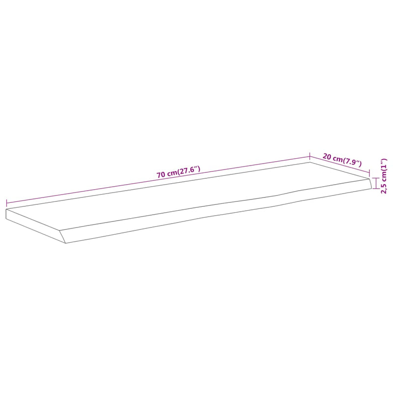 Wandregal 70x20x2,5 cm Rechteckig Massivholz Akazie Baumkante