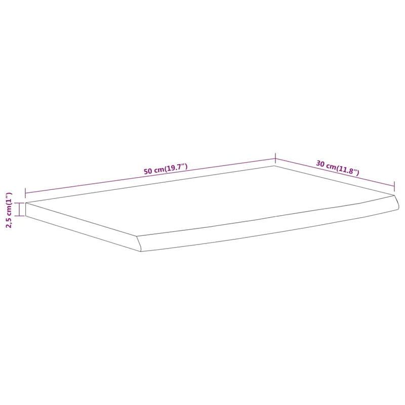 Wandregal 50x30x2,5 cm Rechteckig Massivholz Akazie Baumkante