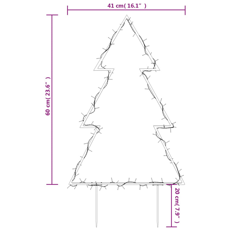 Weihnachtsbaum mit Erdspießen und 80 LEDs 60 cm