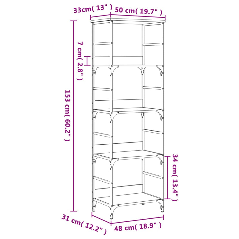 Bücherregal Sonoma-Eiche 50x33x153 cm Holzwerkstoff