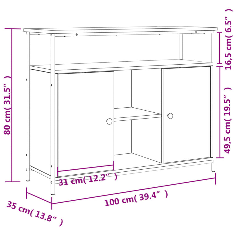 Sideboard Schwarz 100x35x80 cm Holzwerkstoff