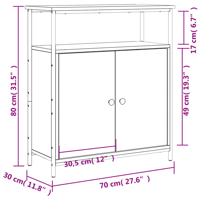 Sideboard Schwarz 70x30x80 cm Holzwerkstoff