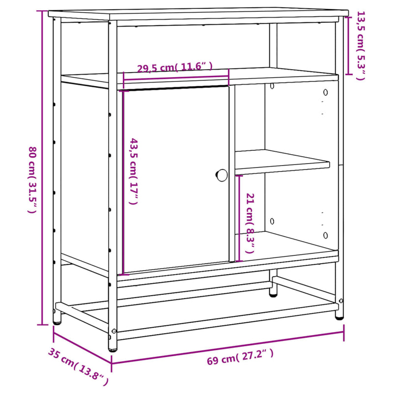 Sideboard Schwarz 69x35x80 cm Holzwerkstoff