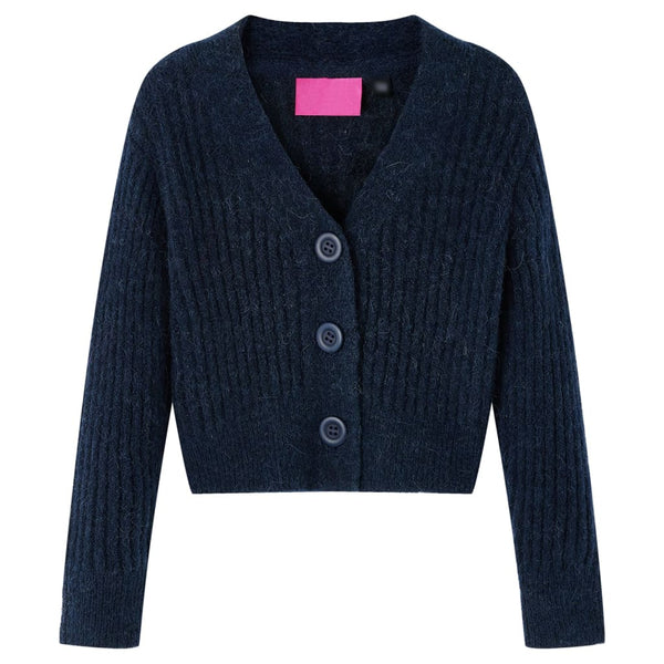 Kinder-Strickjacke Marineblau 128