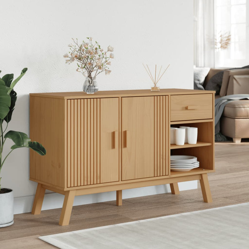 Sideboard OLDEN Braun 114x43x73,5 cm Massivholz Kiefer