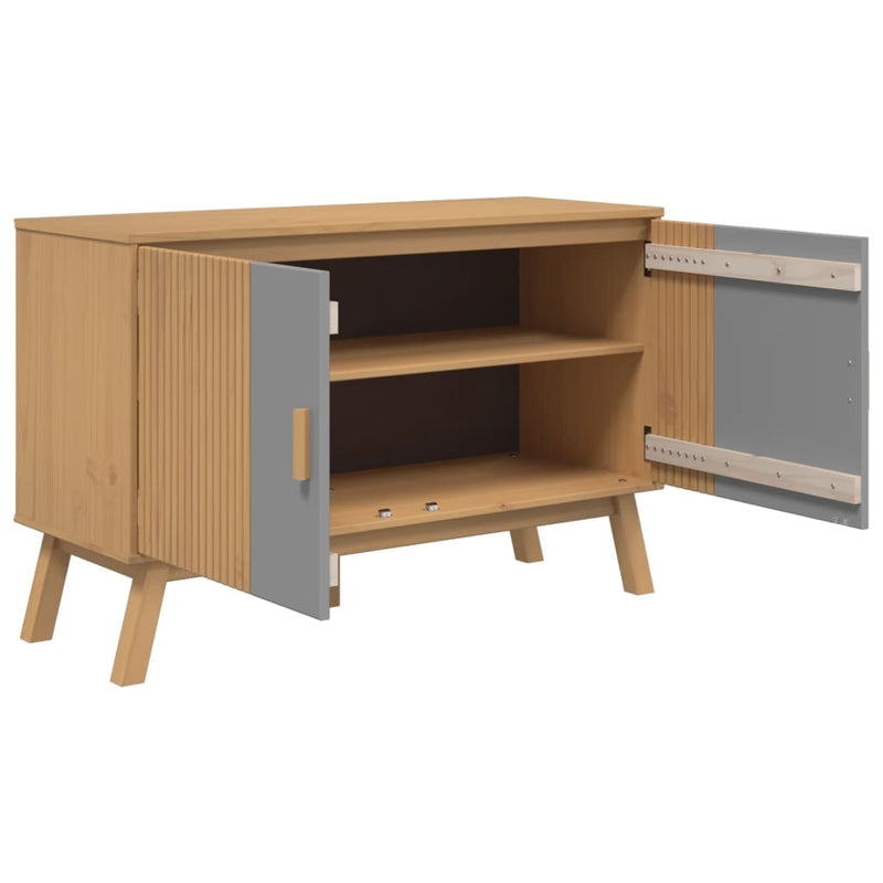 Sideboard OLDEN Grau und Braun 114x43x73,5 cm Massivholz Kiefer