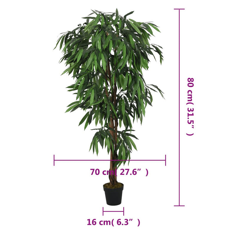 Mangobaum Künstlich 300 Blätter 80 cm Grün