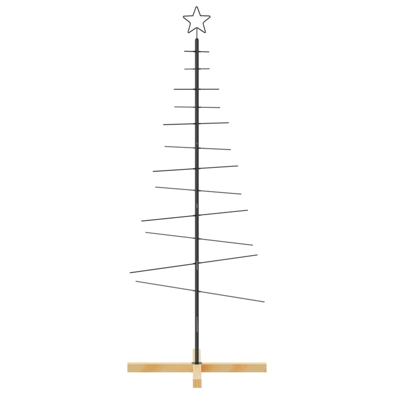 Weihnachtsbaum Metall mit Holzständer Schwarz 150 cm