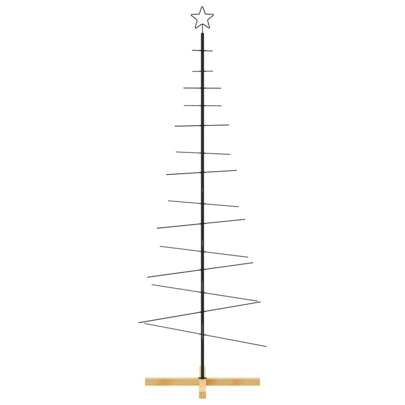 Weihnachtsbaum Metall mit Holzständer Schwarz 180 cm