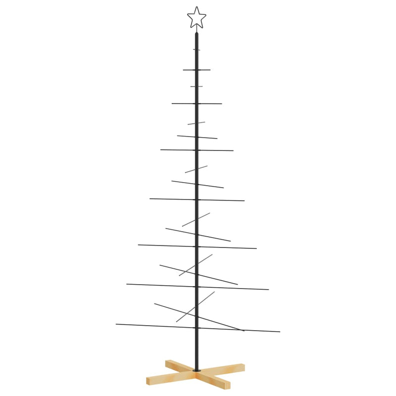 Weihnachtsbaum Metall mit Holzständer Schwarz 180 cm