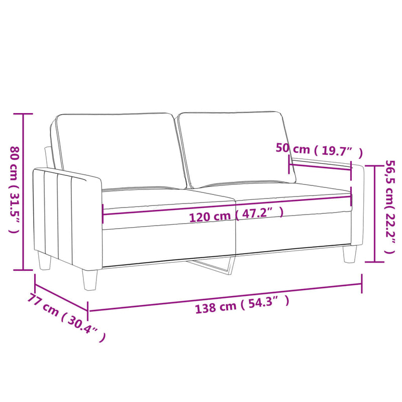 2-Sitzer-Sofa Creme 120 cm Stoff