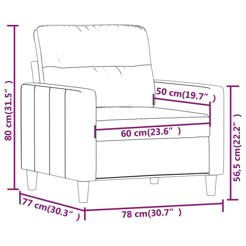 Sofasessel Schwarz 60 cm Stoff