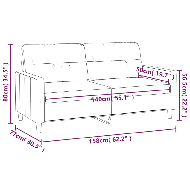 2-Sitzer-Sofa Braun 140 cm Stoff