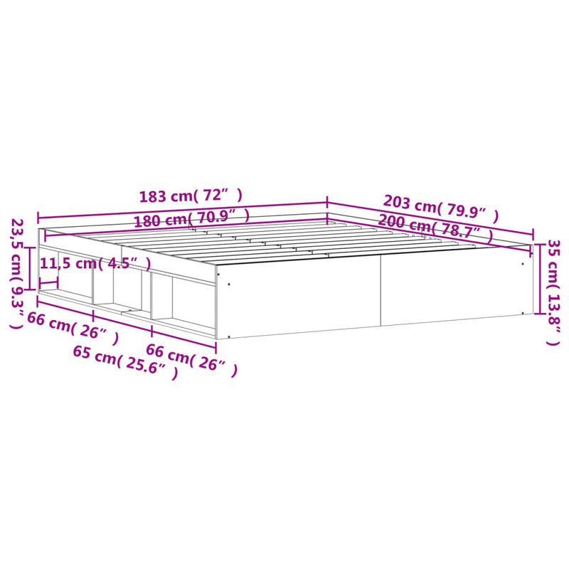 Bettgestell Braun Eichen-Optik 180x200 cm