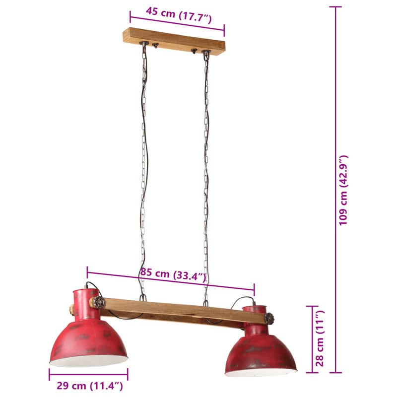 Hängelampe 25 W Rot 85x28x109 cm E27