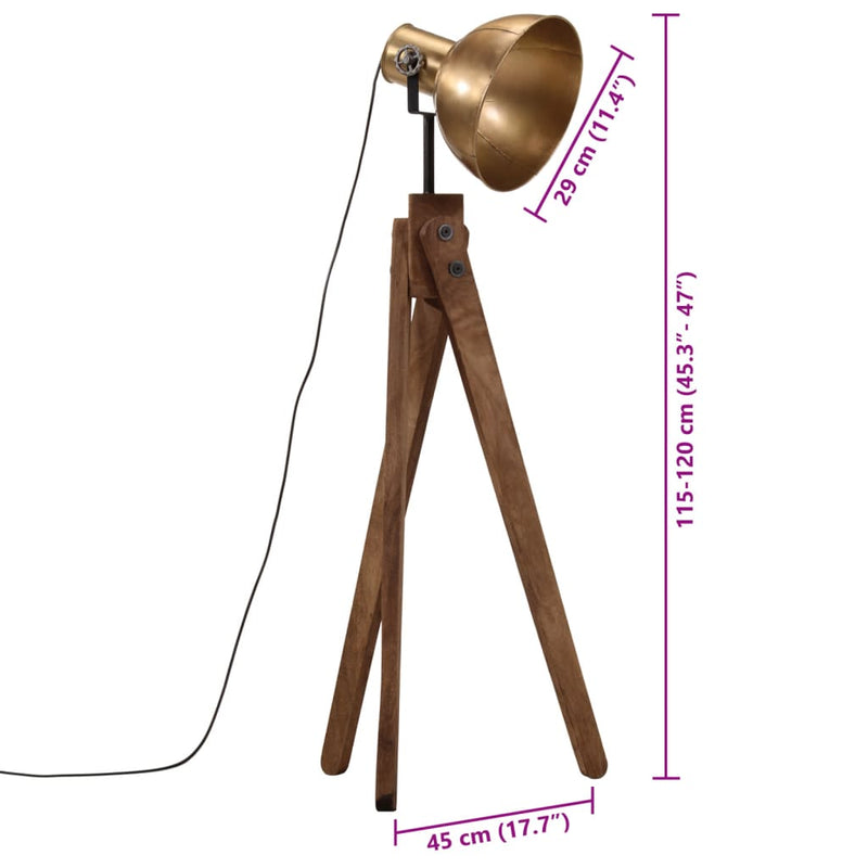 Stehleuchte 25 W Antik Messing 45x45x120 cm E27