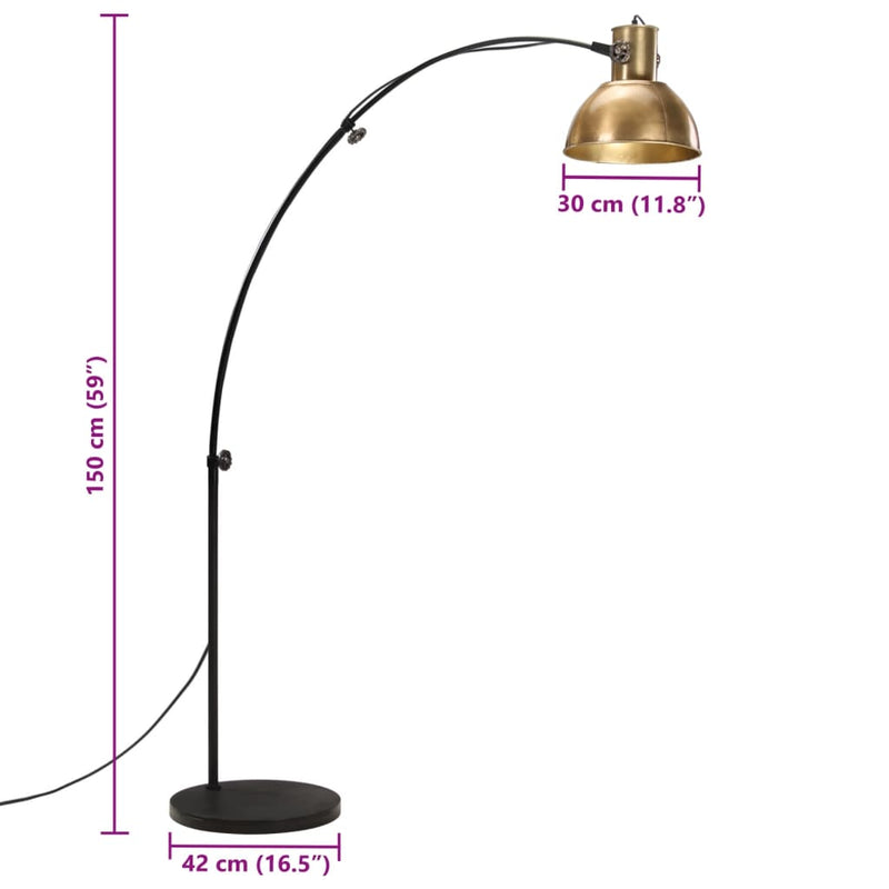 Stehleuchte 25 W Antik-Messing 150 cm E27