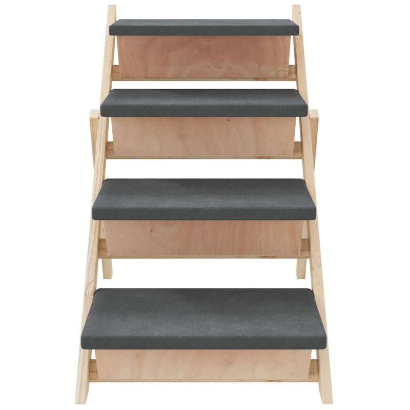 Hundetreppe Grau 105x47 cm Massivholz Tanne