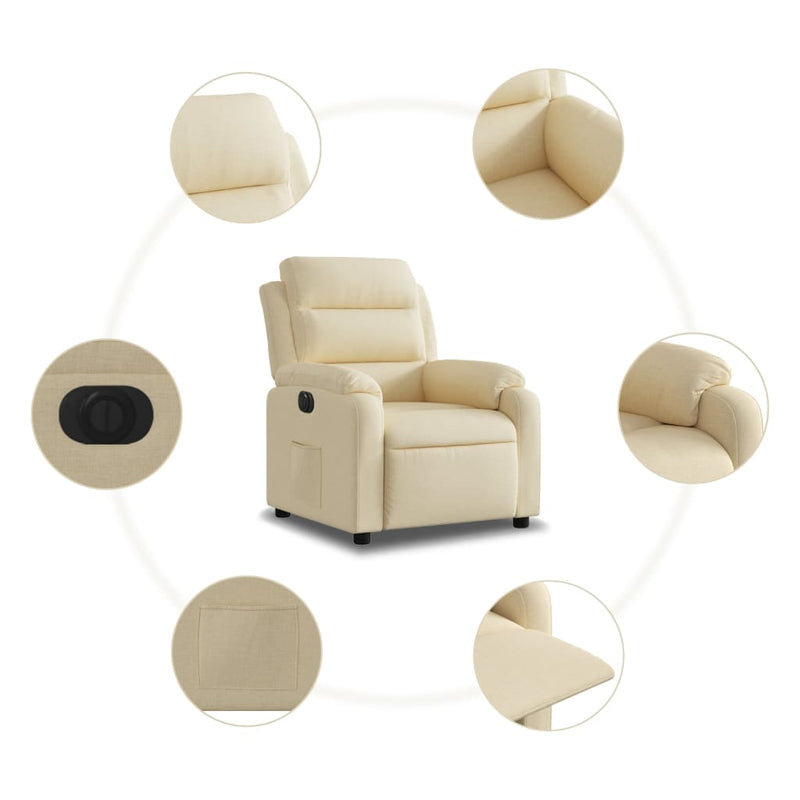 Relaxsessel Elektrisch Creme Stoff