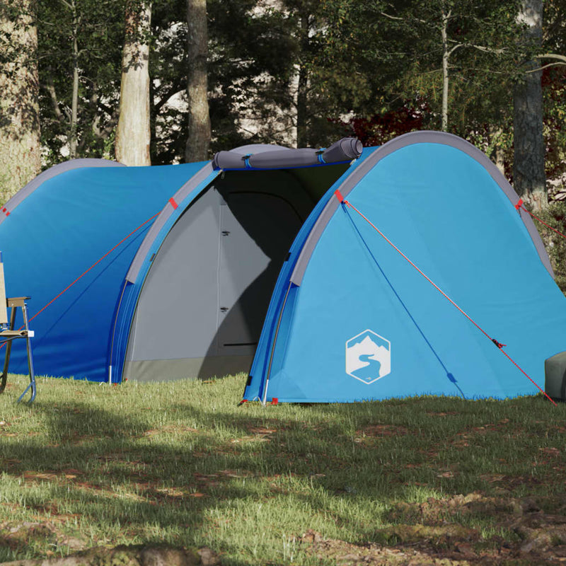 Campingzelt 4 Personen Blau 405x170x106 cm 185T Taft