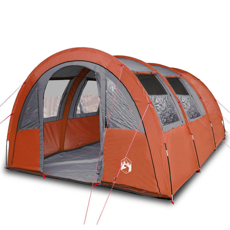 Campingzelt 4 Personen Grau & Orange 483x340x193 cm 185T Taft