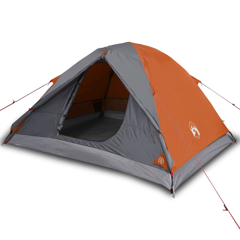 Campingzelt 3 Personen Grau & Orange 240x217x120 cm 190T Taft