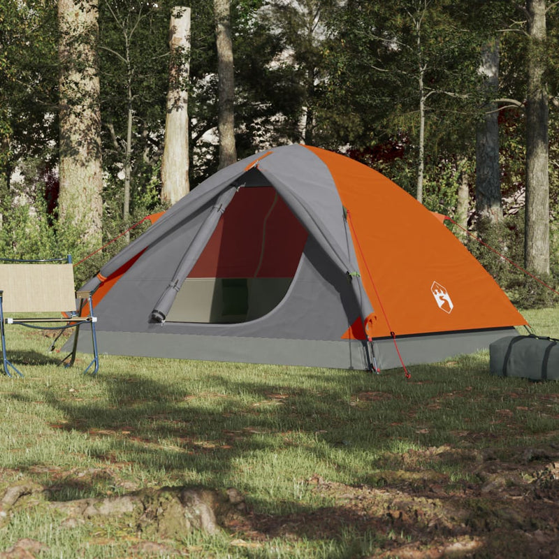 Campingzelt 3 Personen Grau & Orange 240x217x120 cm 190T Taft