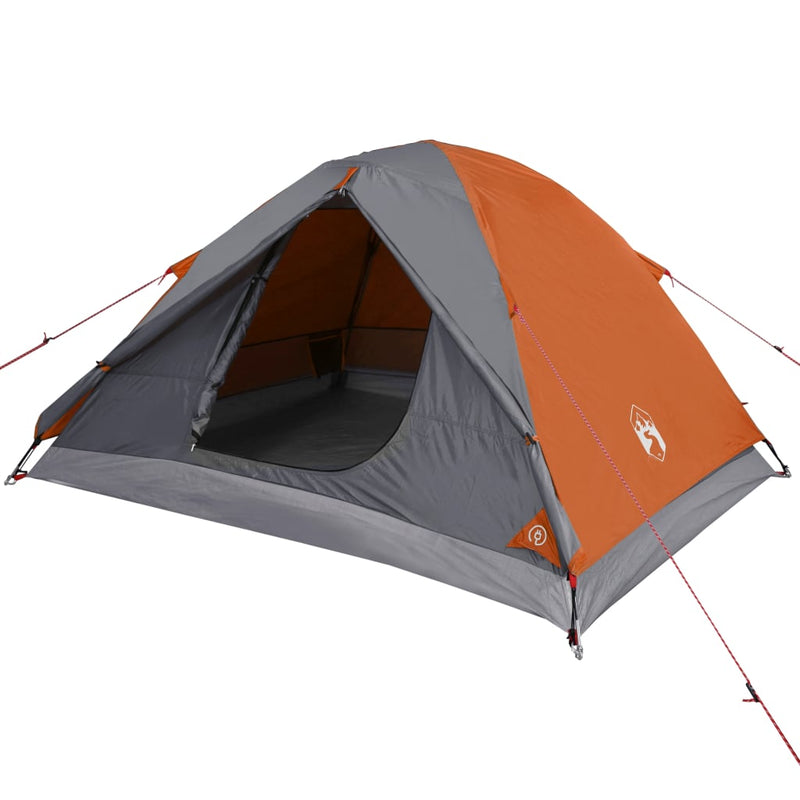 Campingzelt 3 Personen Grau & Orange 240x217x120 cm 190T Taft